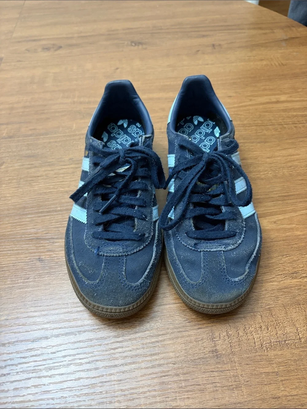 adidas Navy Suede Sneakers with Light Blue Stripes